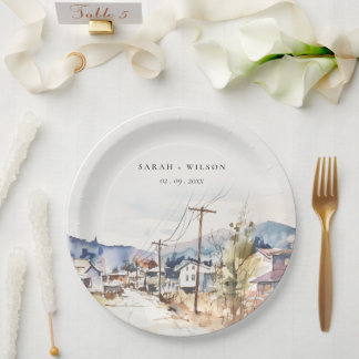 Asheville, North Carolina Landscape Wedding Paper Plates