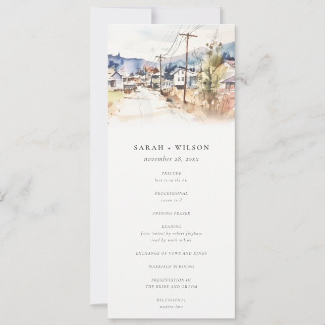 Asheville North Carolina Landscape Wedding Program (Front)