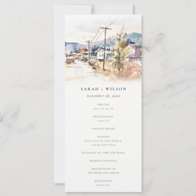 Asheville North Carolina Landscape Wedding Program (Front)
