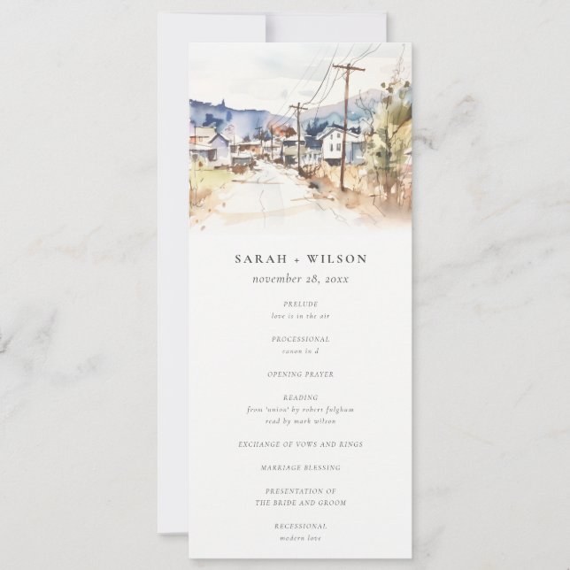 Asheville North Carolina Landscape Wedding Program (Front)
