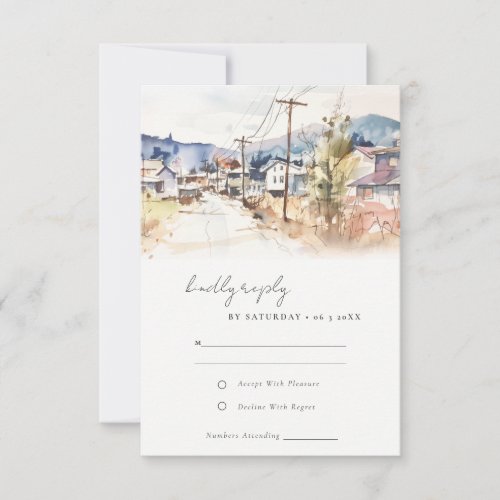 Asheville North Carolina Landscape Wedding RSVP Card