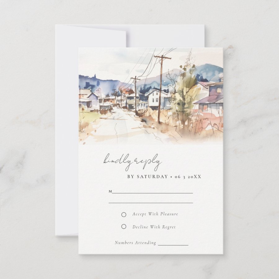 Asheville North Carolina Landscape Wedding RSVP Card