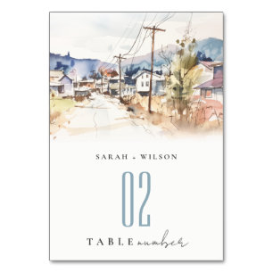 Asheville, North Carolina Landscape Wedding Table Number
