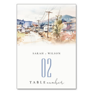 Asheville, North Carolina Landscape Wedding Table Number