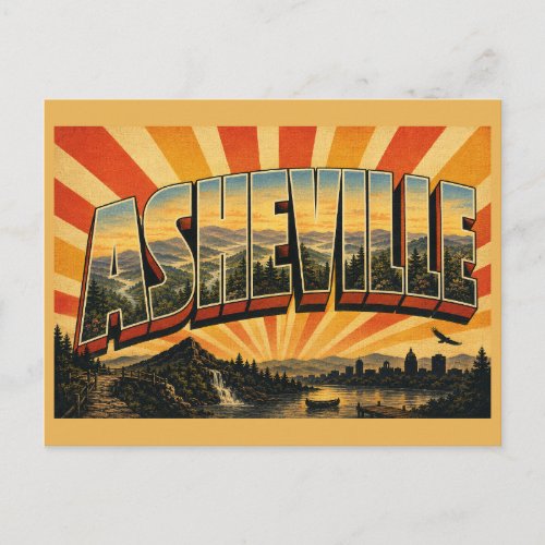 Asheville North Carolina Mountains River Forest Postcard