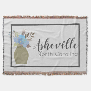 Asheville, North Carolina Paired Font Modern Throw Blanket