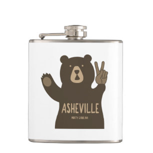Asheville North Carolina Peace Bear Flask