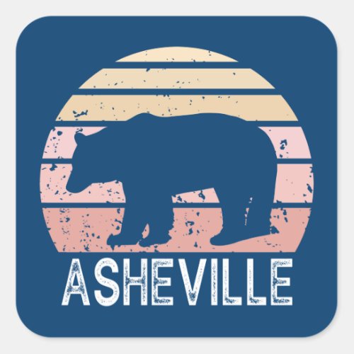 Asheville North Carolina Retro Bear Square Sticker
