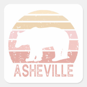 Asheville North Carolina Retro Bear Square Sticker