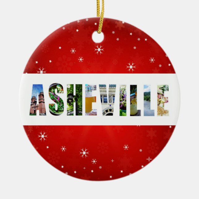 Asheville North Carolina Travel Photos Christmas Ceramic Ornament (Front)