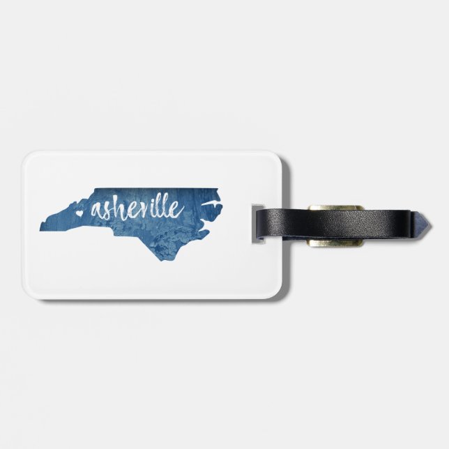 Asheville North Carolina Wood Grain Luggage Tag (Back Horizontal)