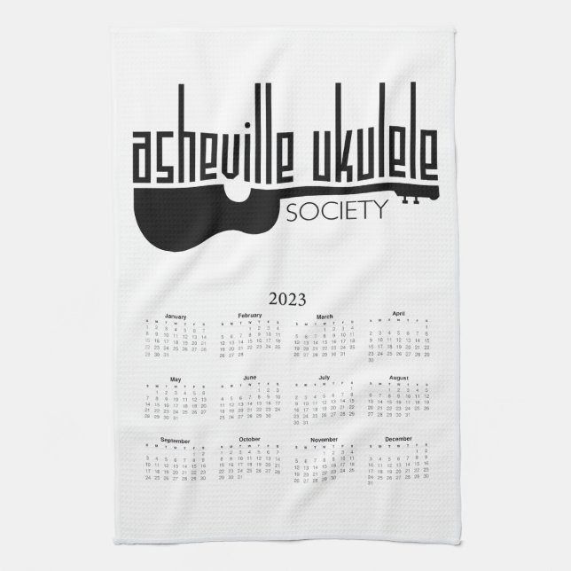 Asheville Ukulele Society 2023 Calendar Kitchen Towel (Vertical)