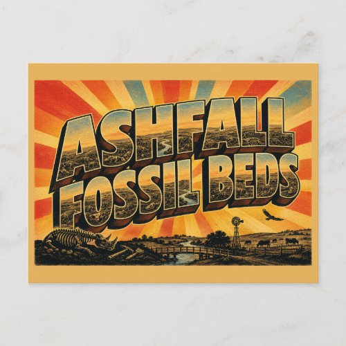 Ashfall Fossil Beds NE Vintage Travel Art Postcard
