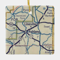 Ashland AL Vintage Map Ceramic Ornament