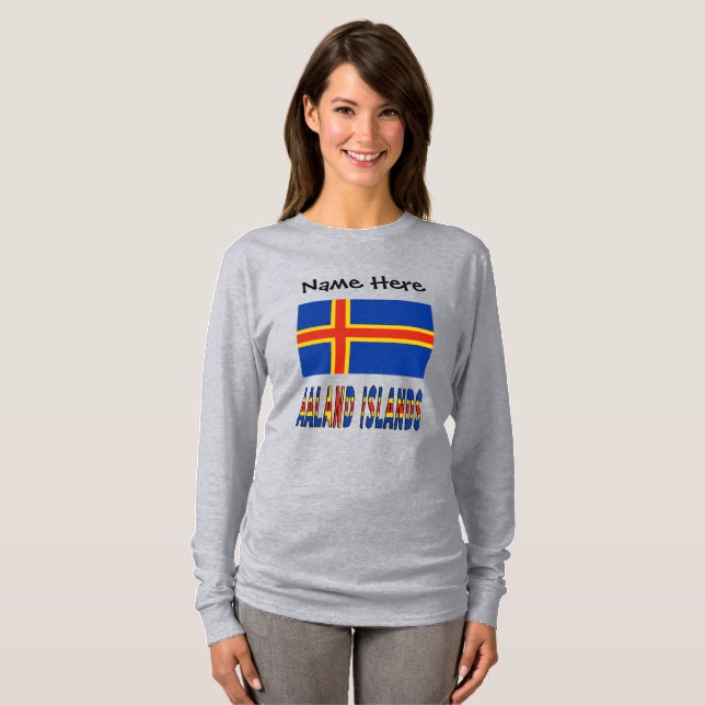Ashland Islands Ålander Flag Personalized  T-Shirt (Front Full)