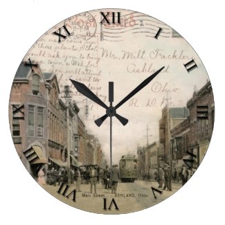 Ashland, Ohio Post Card Clock - Main Street 1911