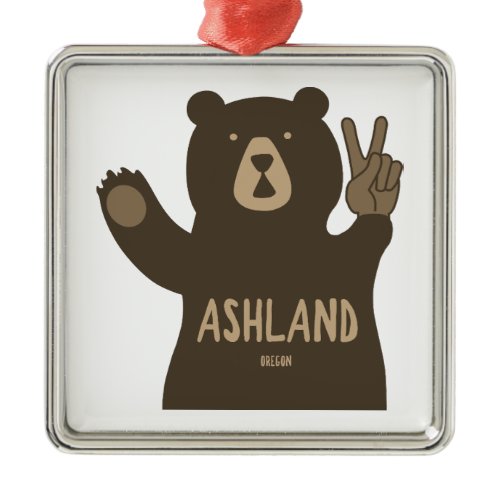 Ashland Oregon Peace Bear Metal Ornament