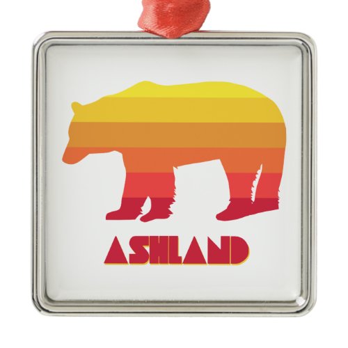 Ashland Oregon Rainbow Bear Metal Ornament