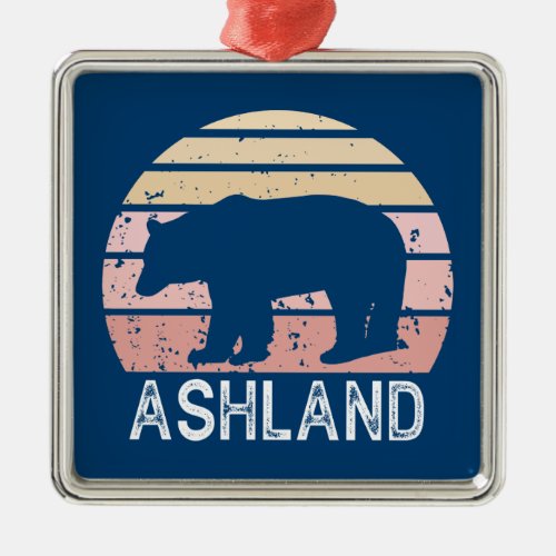 Ashland Oregon Retro Bear Metal Ornament