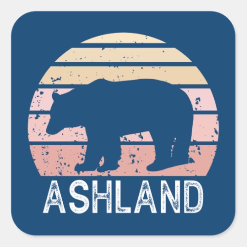 Ashland Oregon Retro Bear Square Sticker