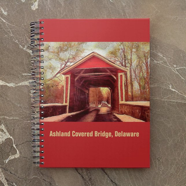 Ashland Red Covered Bridge in Delaware on Red Notebook (Creator Uploaded)