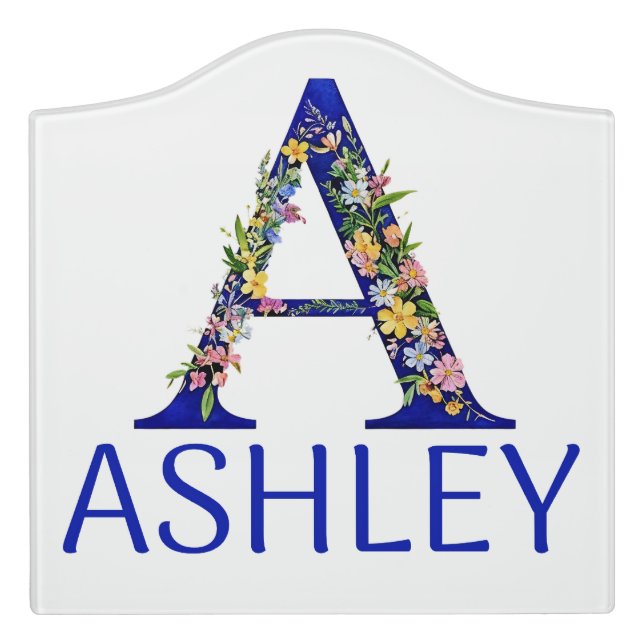 Ashley first name personalized gift door sign (Large Crest Front)
