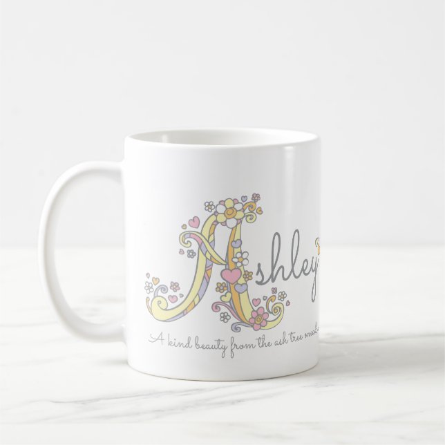 Ashley letter A name meaning monogram mug (Left)
