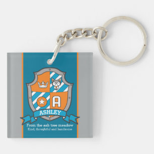 Ashley name meaning boys crest bear custom keychain