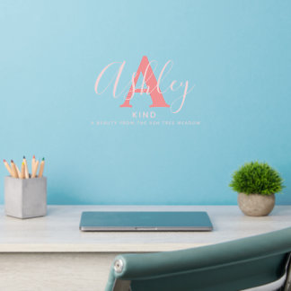 Ashley name meaning initial monogram white coral wall decal