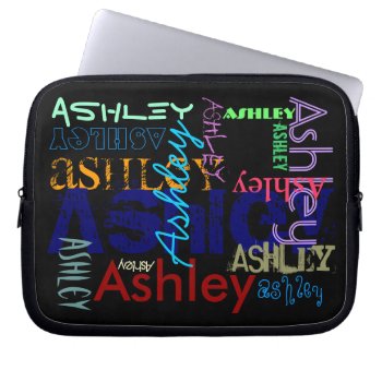Ashley Repeating 6 Letters  Neoprene Laptop Sleeve by plurals at Zazzle