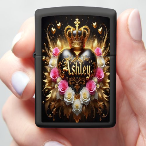 Ashleys Golden Heart Zippo Lighter