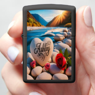 Ashley's River Stone Heart Zippo Lighter