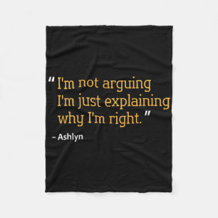 Ashlyn Gift Quote Personalized Funny Birthday Name Fleece Blanket