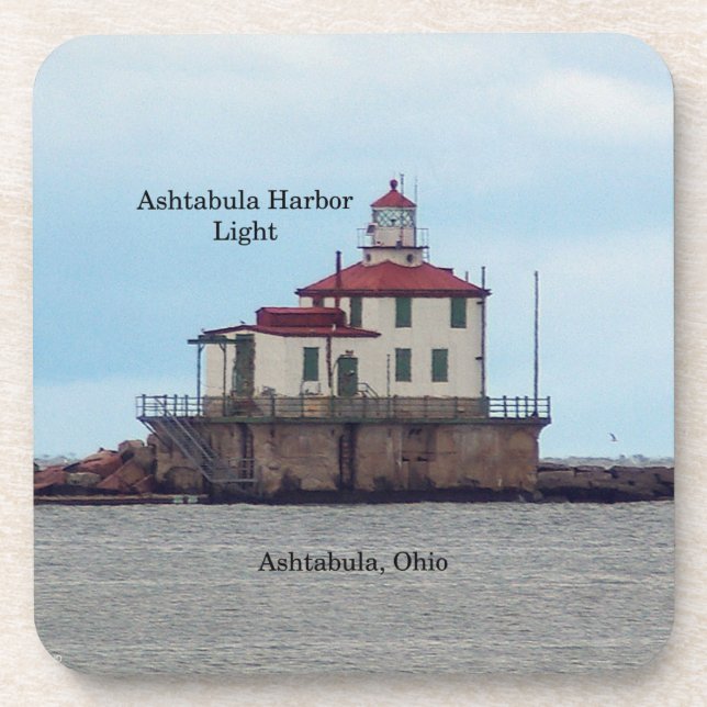 Ashtabula Harbor Light set of 6 plastic coasters (Front)