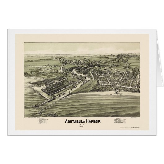 Ashtabula Harbor, OH Panoramic Map - 1896 Cards (Front Horizontal)