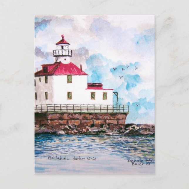 Ashtabula lighthouse 1995 postcard (Front)