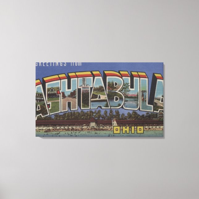 Ashtabula, Ohio - Large Letter Scenes Canvas Print (Front)