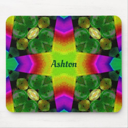 ASHTON  Bright Fluoro Pattern Personalized  Mouse Pad