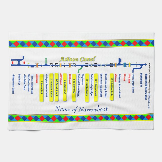 Ashton Canal Route UK Waterways Yellow Kitchen Towel (Horizontal)