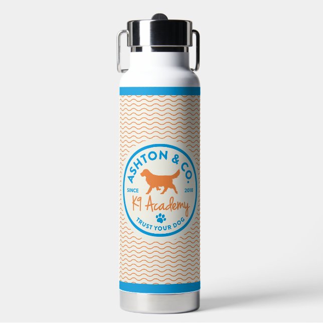 Ashton & Co. K9 Academy Wavy Lines Water Bottle (Front)