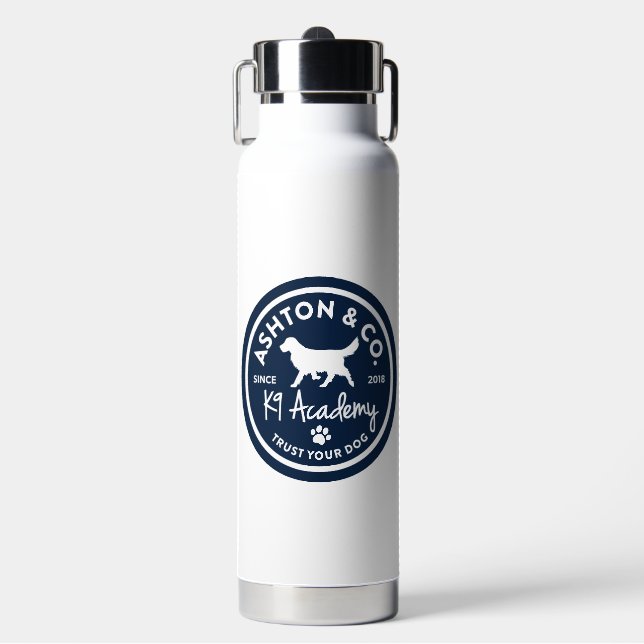 Ashton & Co. K9 Academy White Water Bottle (Front)