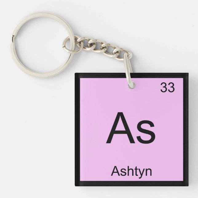 Ashtyn Name Chemistry Element Periodic Table Keychain (Front)