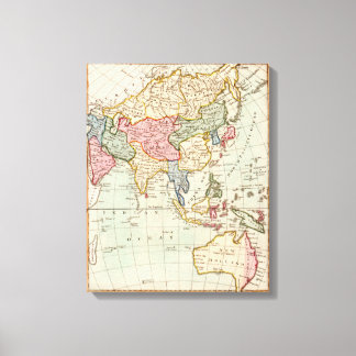 Asia and AustraliaPanoramic Map Canvas Print