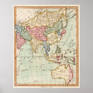 Asia and AustraliaPanoramic Map Poster