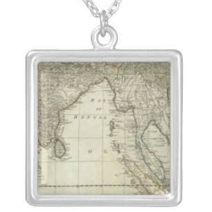 Asia and its islands map silver plated necklace
