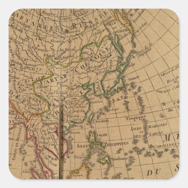 Asia Atlas Map Square Sticker (Front)