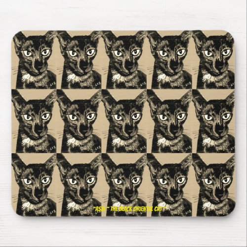 ASIA black smoke Oriental cat  Mouse Pad