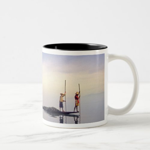 Asia Burma Myanmar Fishing boat reflected on Two_Tone Coffee Mug