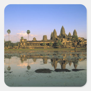 Asia, Cambodia, Siem Reap. Angkor Wat. 2 Square Sticker