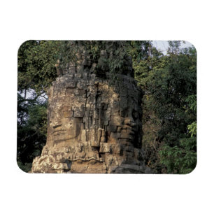 Asia, Cambodia, Siem Reap. Huge stone sculptures Magnet